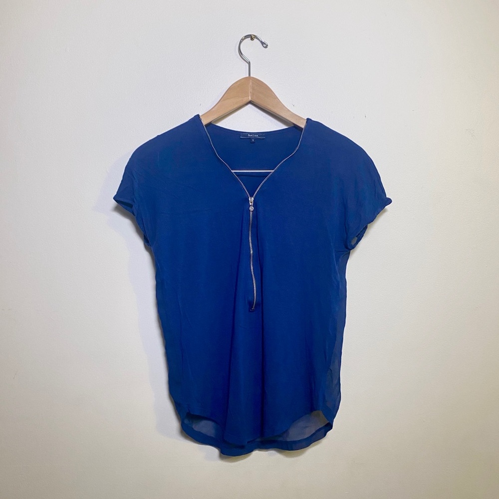 Blue Zipper Blouse